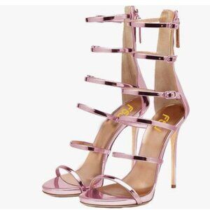 FSJ Pink Sexy Strappy Gladiator Wedding Sandals High Heel Stiletto Shoes